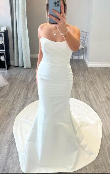 Strapless Mermaid Wedding Dress,Long Bridal Dress PDW186