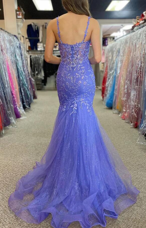 Gorgeous Mermaid Spaghetti Straps Long Prom Dress with Appliques  BP1152