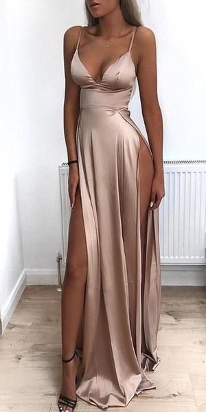 Sexy Long Prom Dress With High Slit, Sweet 16 Dance Dress ,Fashion Winter Formal Dress PDP0005