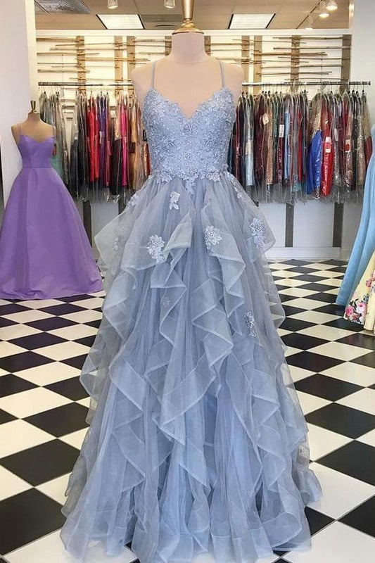 V-neck Long Prom Dress With Applique and Beading, Popular Eveing Dress ,Fashion Winter Formal Dress PDP0015