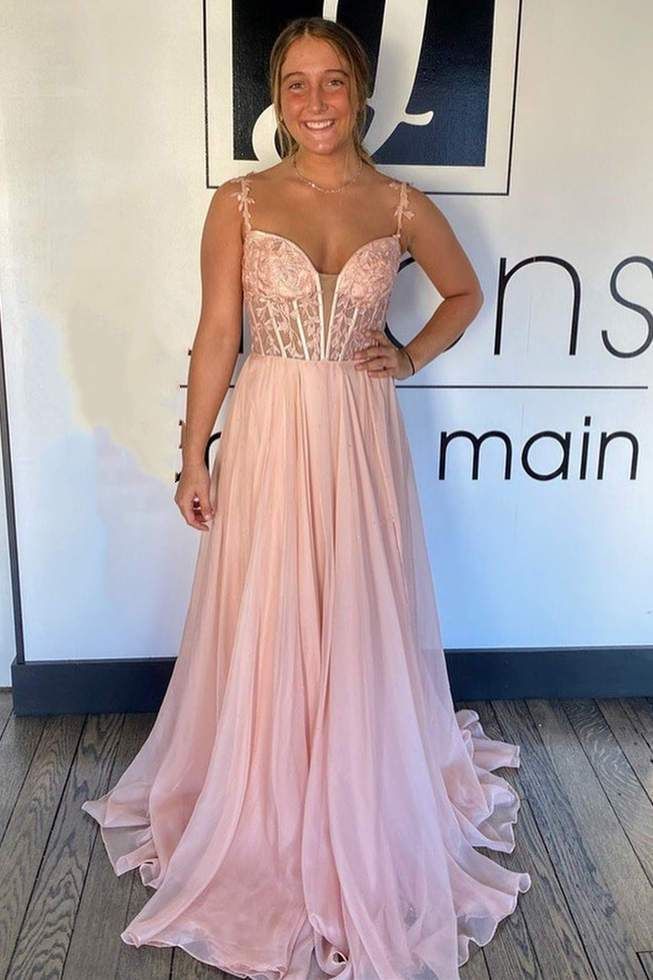 2023 A-line Chiffon/Lace Long Prom Dress BP885