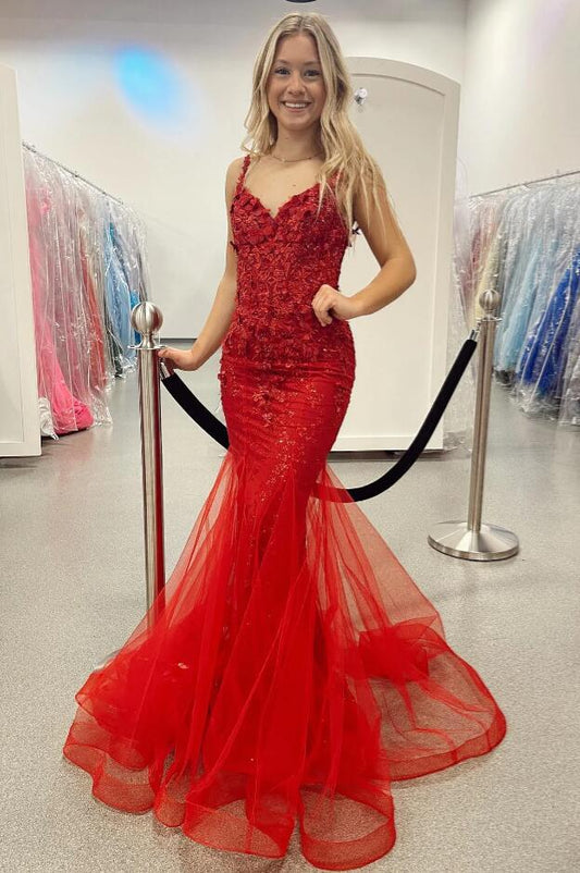 2023 Red Mermaid Long Prom Dress,Homecoming Dresses,BP883