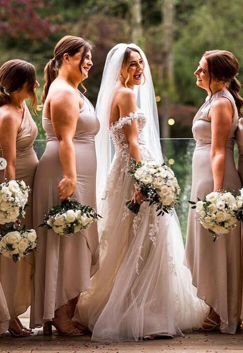 Off the Shoulder A-line Wedding Dress,Long Bridal Dress PDW180
