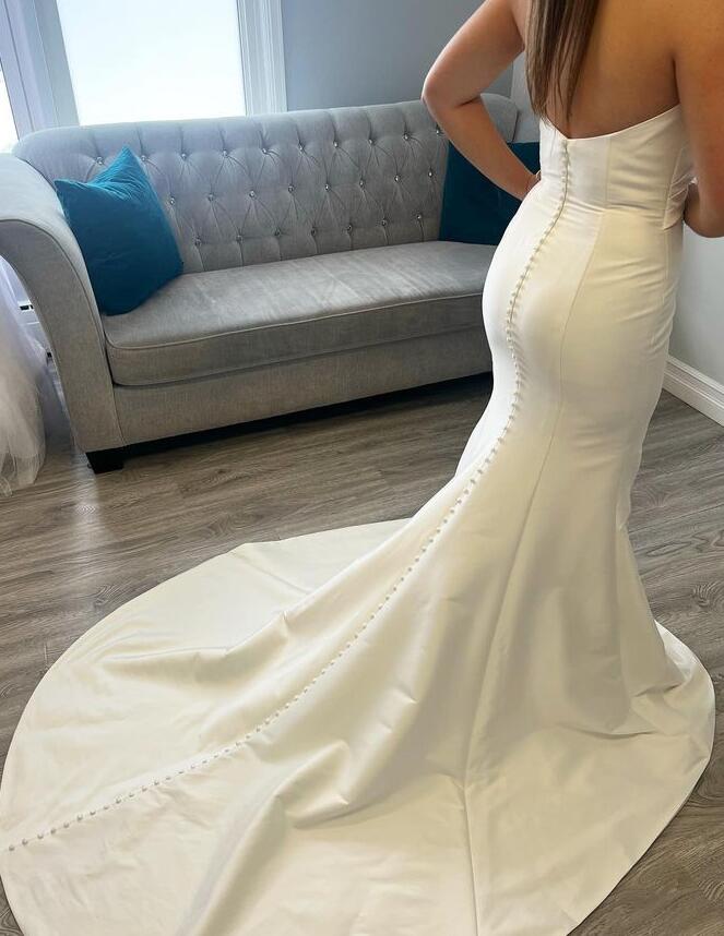 Strapless Mermaid Wedding Dress,Long Bridal Dress PDW186