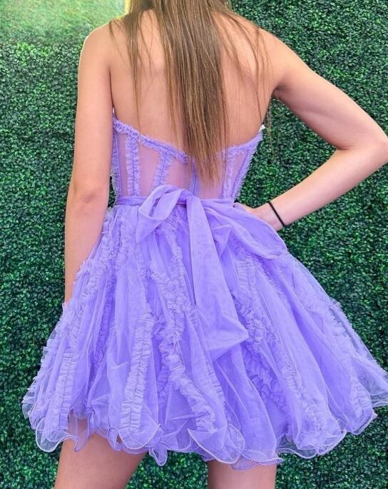 2023 Strapless Tulle A-line Homecoming Dress BP901