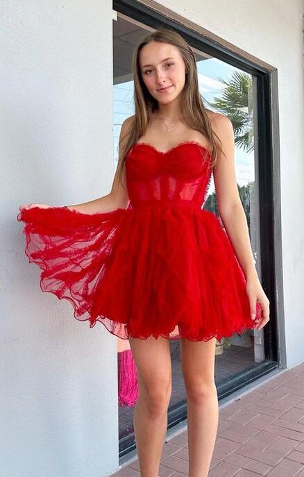 Strapless Tulle Homecoming Dress BP935