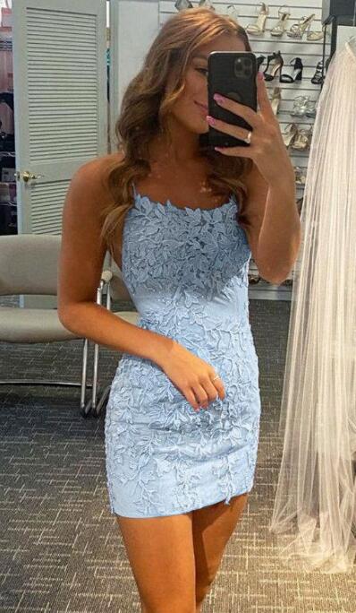 Leaf Lace Fitted Homecoming Dresses with Strappy Lace up Back BP763