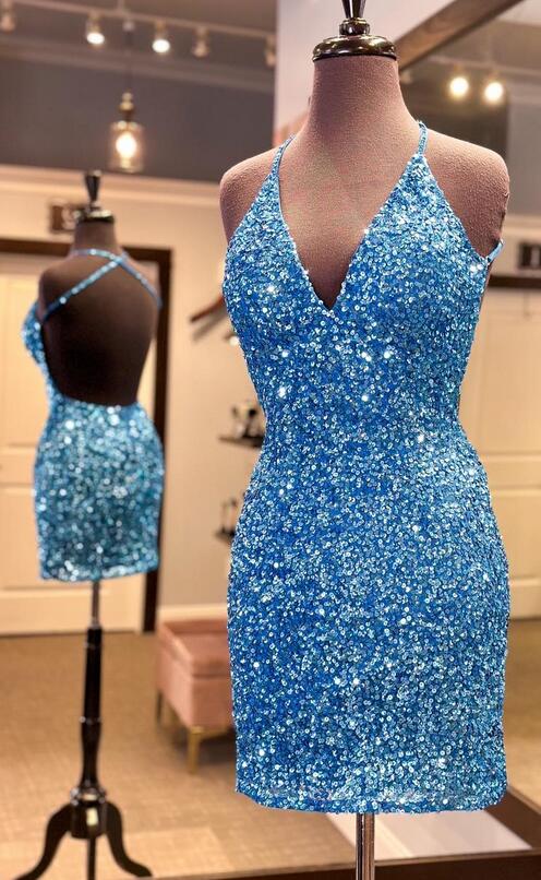 Straps Sequins Homecoming Dress BP968