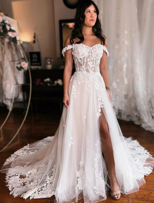 Sweetheart A-Line Floor-Length Wedding Dresses PDW190
