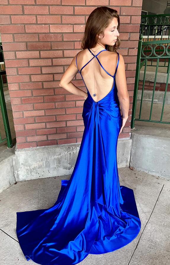 2024 Royal Blue Mermaid Long Prom Dress with Slit BP1006