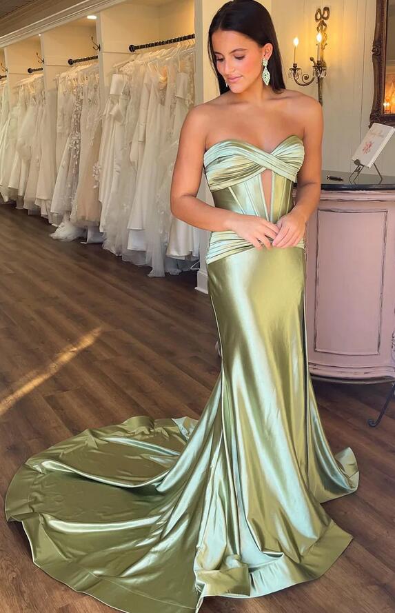 2024 Strapless Mermaid Long Prom Dress with Slit BP1003