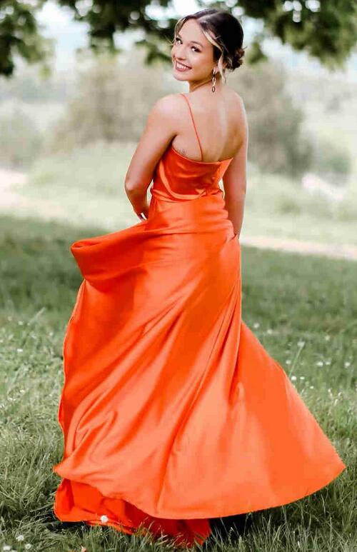 2024 Straps Satin Long Prom Dress with Slit BP1014