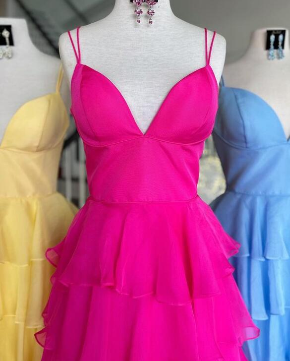 2024 Straps Chiffon Long Prom Dress with Ruffle Skirt BP1080