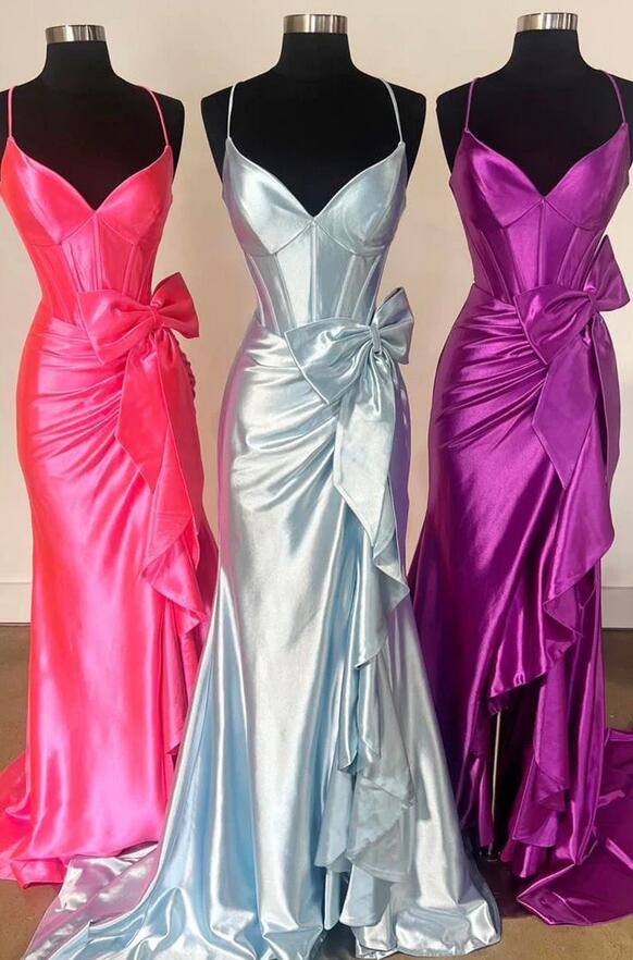 2024 Straps Long Prom Dresses with Bow BP1021