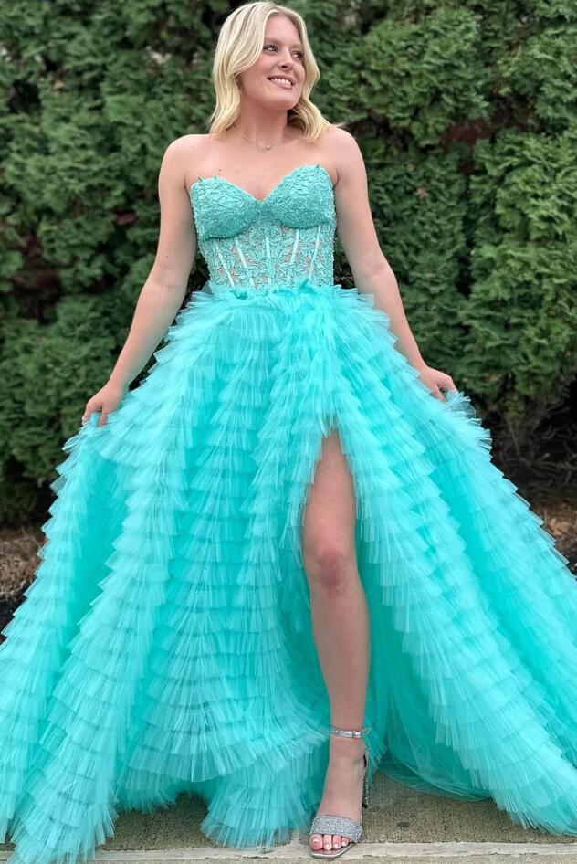 2024 Strapless Ball Gown Long Prom Dresses BP1028 – PromDressForGirl
