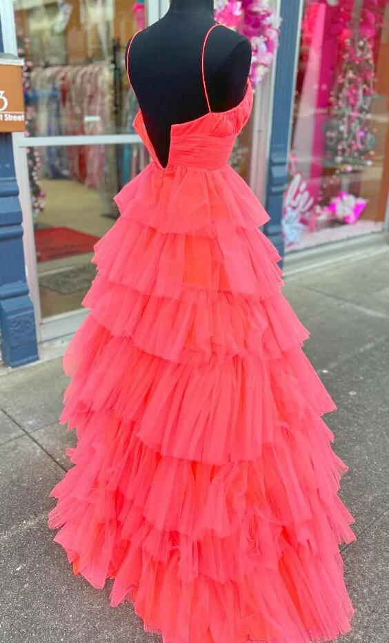 2024 Straps Ball Gown Long Prom Dress with Ruffle Skirt BP1041