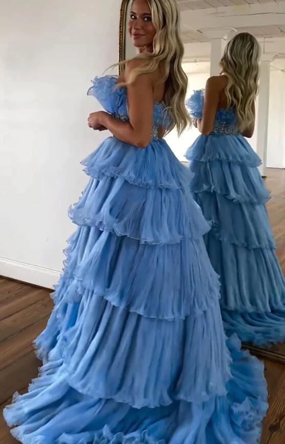 2024 Organza Long Prom Dress with Ruffle Skirt BP1082