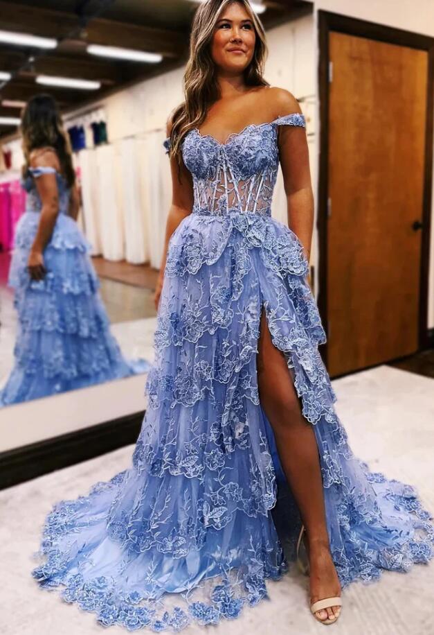 2024 Sequins Lace Long Prom Dress with Ruffle Skirt BP1083