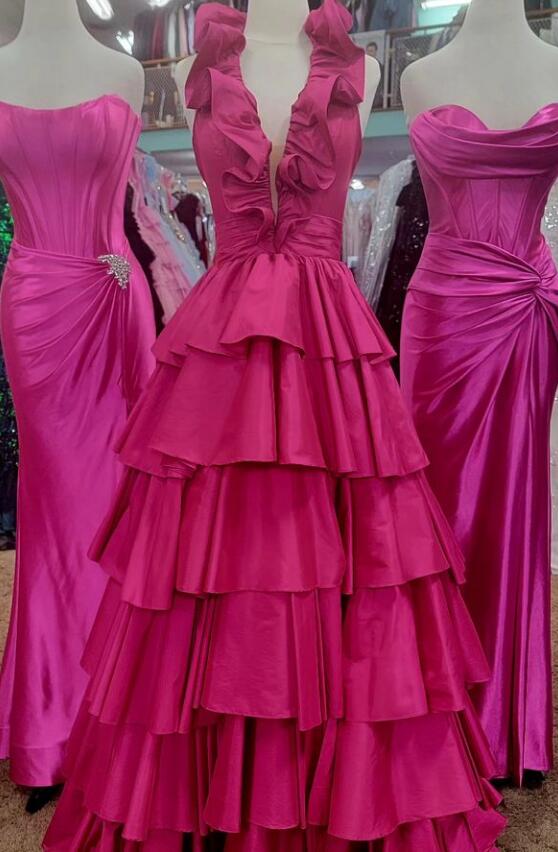 2024 Halter Neck Taffeta Long Prom Dress with Ruffle Skirt BP1087