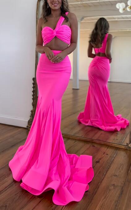 One Shoulder Two Pieces Long Prom Dress BP1126