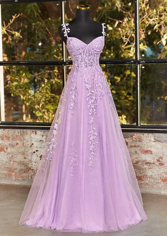 2024 Straps Leaf Lace Long Prom Dress  BP1174
