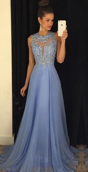 Open Back A-line Long Prom Dress with Applique and Beading,Fashion Dance Dress,Sweet 16 Dress PDP0230