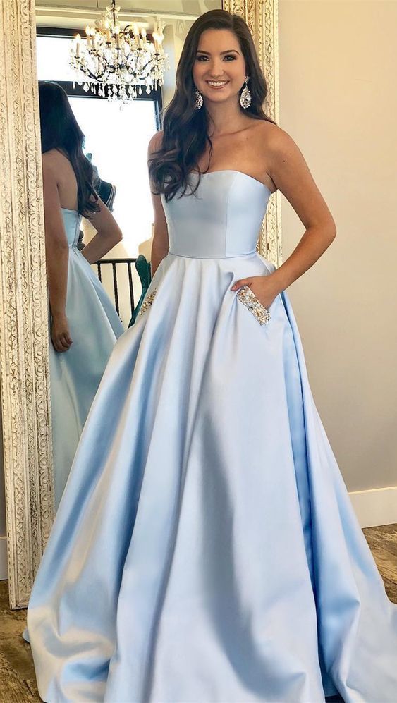 Strapless Long Prom Dress With Pocket, Popular Eveing Dress ,Fashion Winter Formal Dress PDP0013