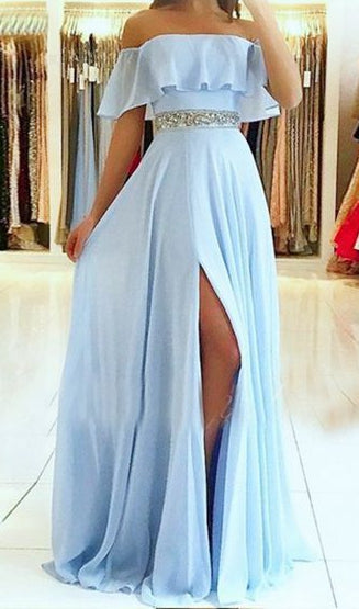 Off Shoulder Long Prom Dress With Beading, Popular Evening Dress ,Fashion Winter Formal Dress PDP0014