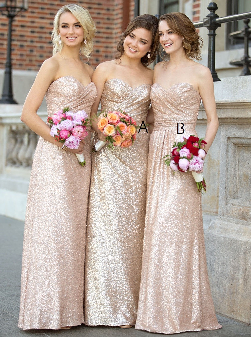 Gorgeous Strapless Sequin Long Bridesmaid Dress Evening Dress,Cheap Custom Made Wedding Formal Dresses,PDB044