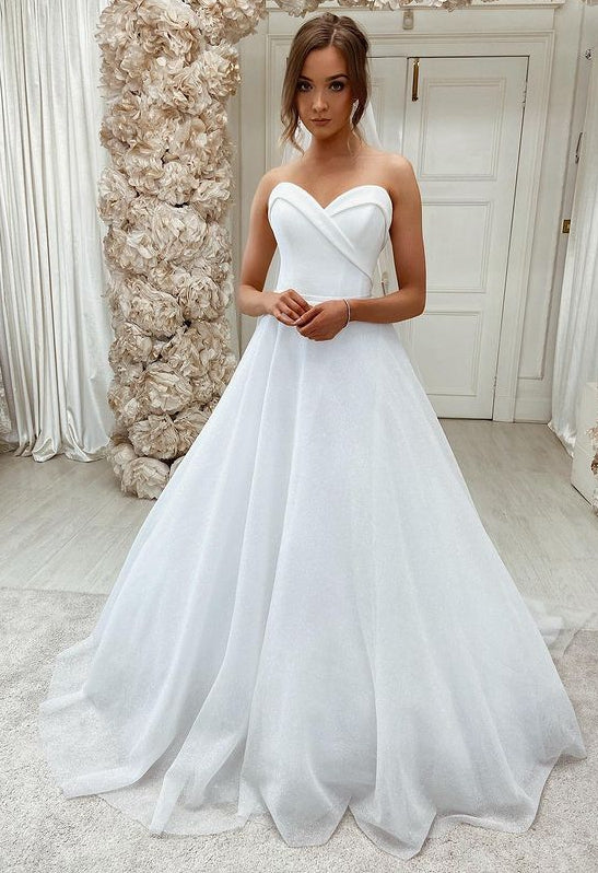 Strapless Sweetheart A-line Simple Wedding Dresses,PDW113