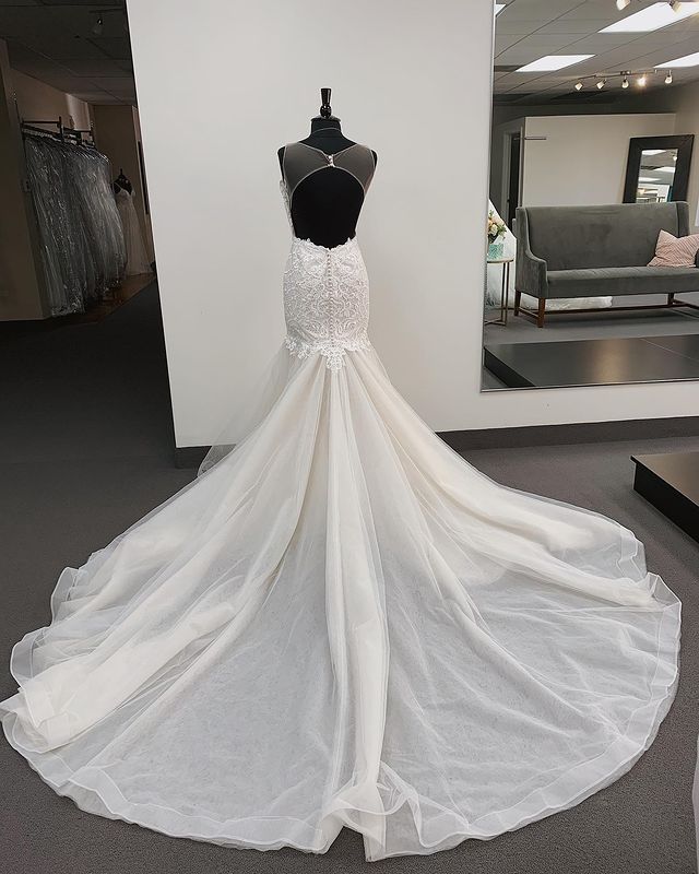 V-neck Mermaid Open Back Lace/Tulle Wedding Dresses,Fashion Custom made Bridal Dress,PDW084