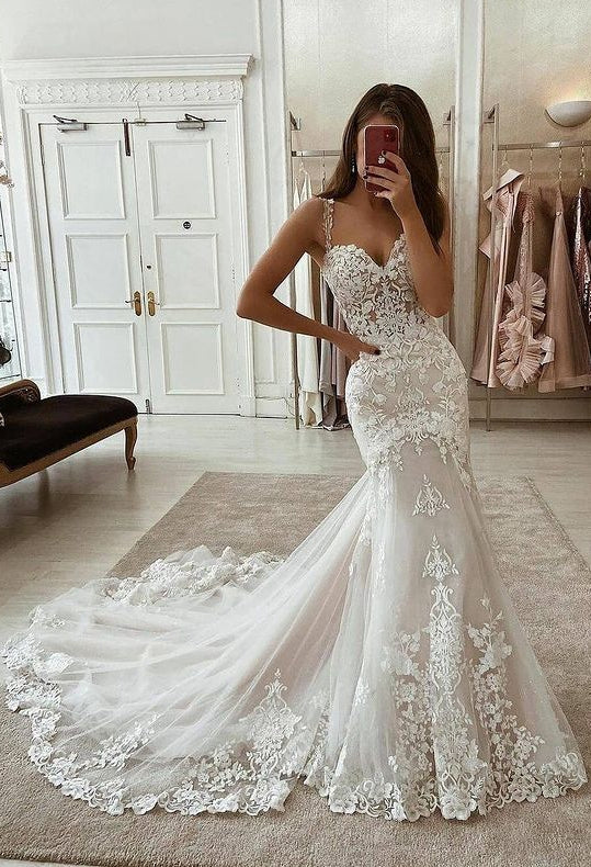 Mermaid Lace/Tulle Wedding Dresses ,Fashion Custom made Bridal Dress PDW059
