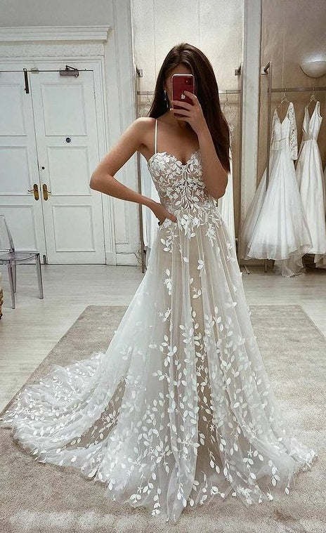 A-line Lace Wedding Dresses ,Fashion Custom made Bridal Dress PDW058