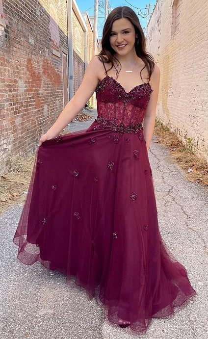 V-neck Long Prom Dresses with Appliques and Beading Winter Formal Dresses,Evening Dresses PPS153
