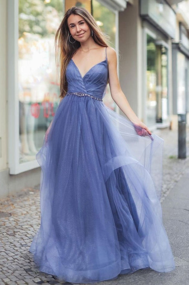 Sparkly Tulle Long Prom Dresses,Evening Dresses,Winter Formal Dresses,BP647