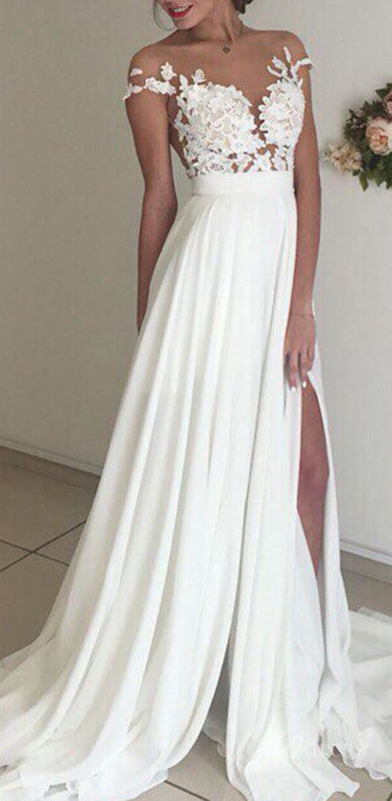 A-line Beach Wedding Dress ,Fashion Custom made Bridal Dress PDW003 ...