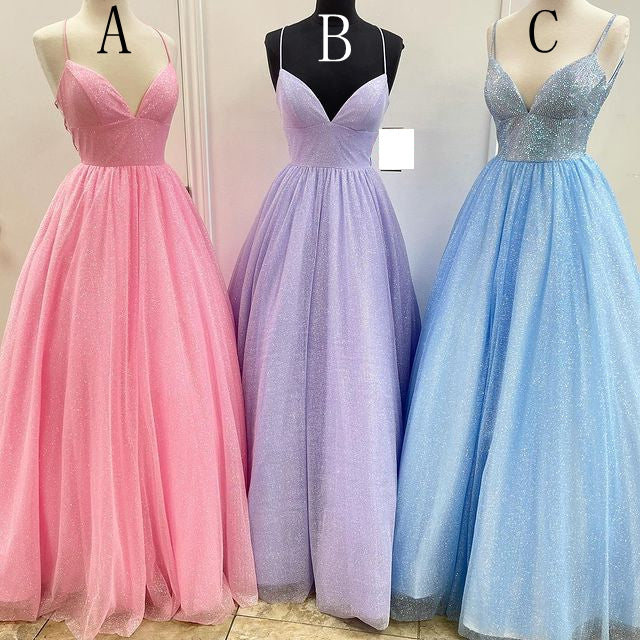 V-neck Sparkly Long Prom Dresses,Evening Dresses,Winter Formal Dresses,BP594