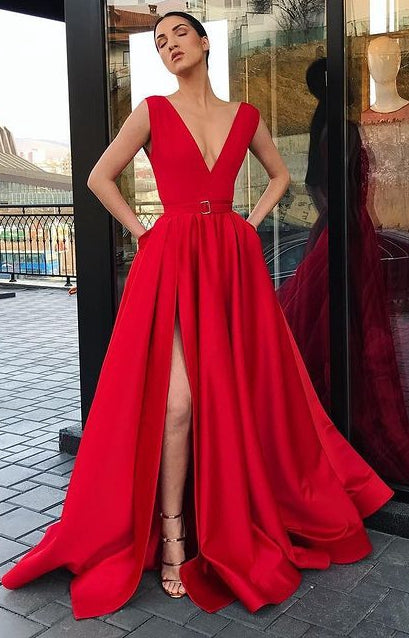 Sexy Long Prom Dresses with Slit,Evening Dresses,Winter Formal Dresses,BP591