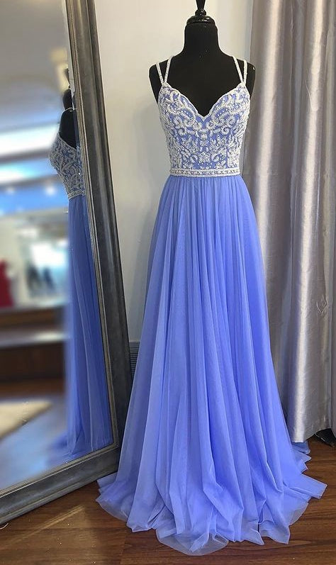 A-line Long Prom Dresses with Beading,Evening Dresses,Winter Formal Dresses,BP592