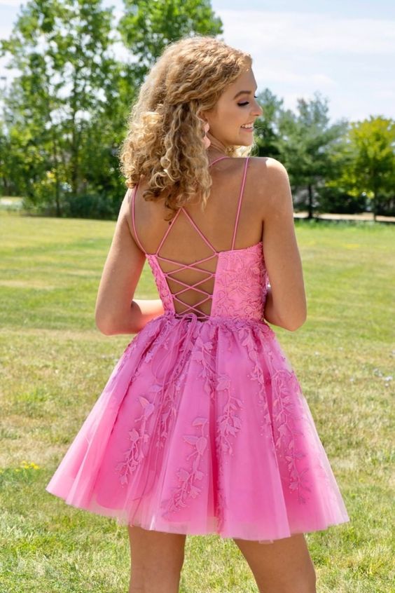 Short Tulle Prom Dresses with Appliques and Beading,Homecoming Dresses,BP292