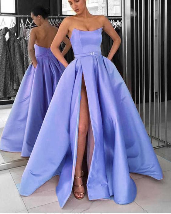 Long Prom Dresses With Slit Fashion School Dance Dress Winter Formal Dress PDP0405