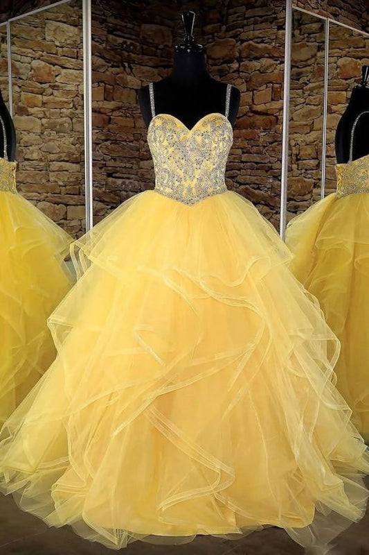 Sweetheart Ball Gown Long Prom Dress With Beading,Fashion School Dance Dress Sweet 16 Quinceanera Dress PDP0652