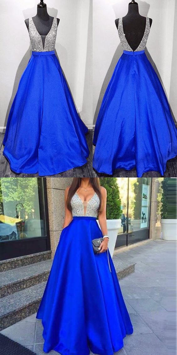 V-back Long Prom Dress With Beading, Popular Tulle Eveing Dress ,Fashion Winter Formal Dress PDP0025