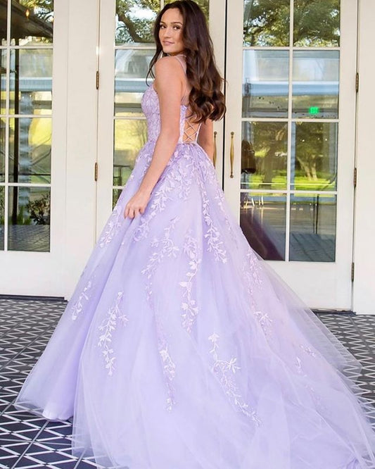 Tulle Long Prom Dress with Appliques and Beading,Popular Evening Dress,Fashion Winter Formal Dress,BP146
