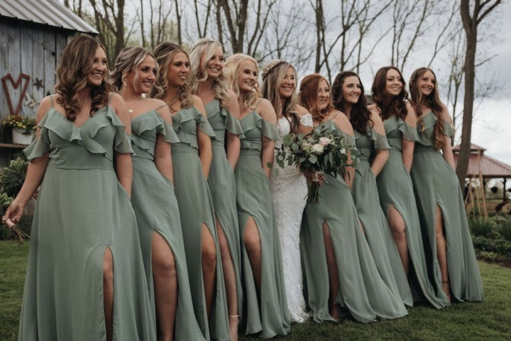 Simple Floor Length Bridesmaid Dresses with Slit,Fashion Bridesmaid Dresses,PDB062