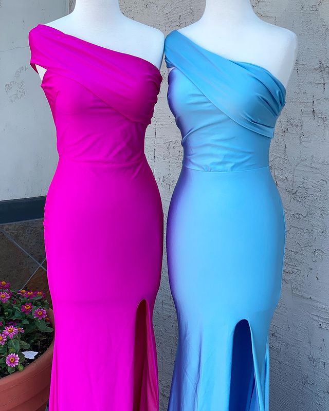 One Shoulder Long Prom Dresses with Slit,Fashion Formal Dresses,BP257
