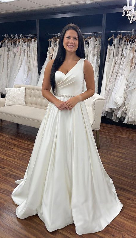 One Shoulder A-line Beach Wedding Dresses,Custom Made Bridal Dresses,PDW126
