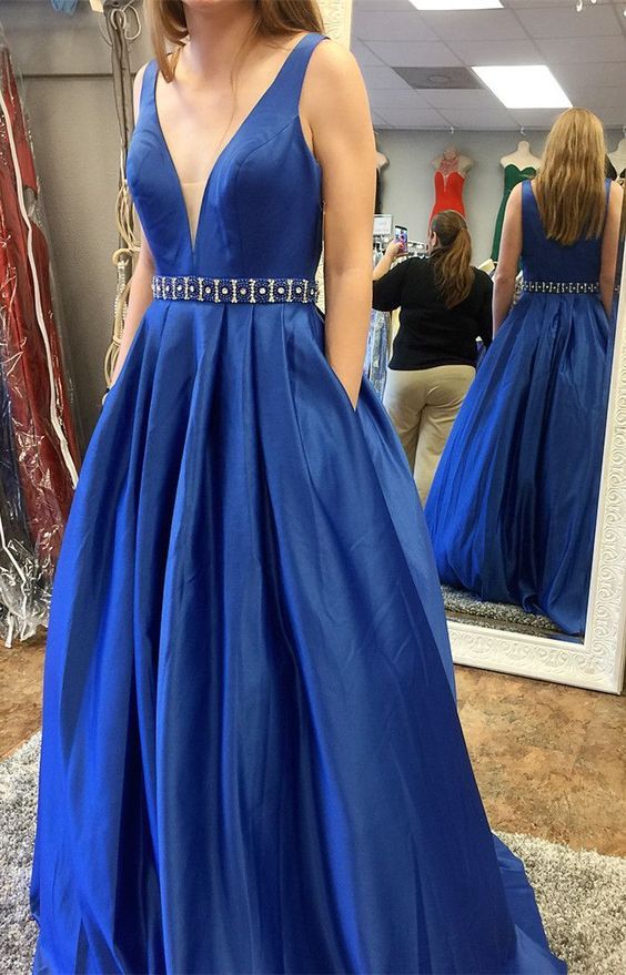 Prom Dresses Long Royal Blue Fashion School Dance Dress Winter Formal Dress PDP0401