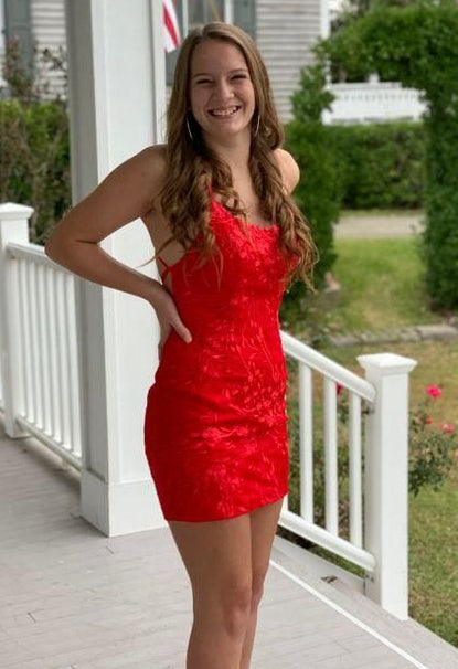 Red Lace Homecoming Dresses,Short Prom Dresses BP498