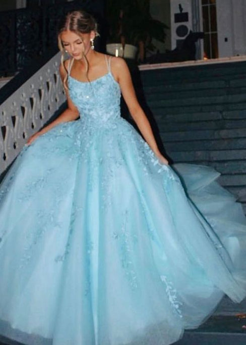 Tulle Long Prom Dresses with Appliques and Beading,Evening Dresses,Winter Formal Dresses,BP653